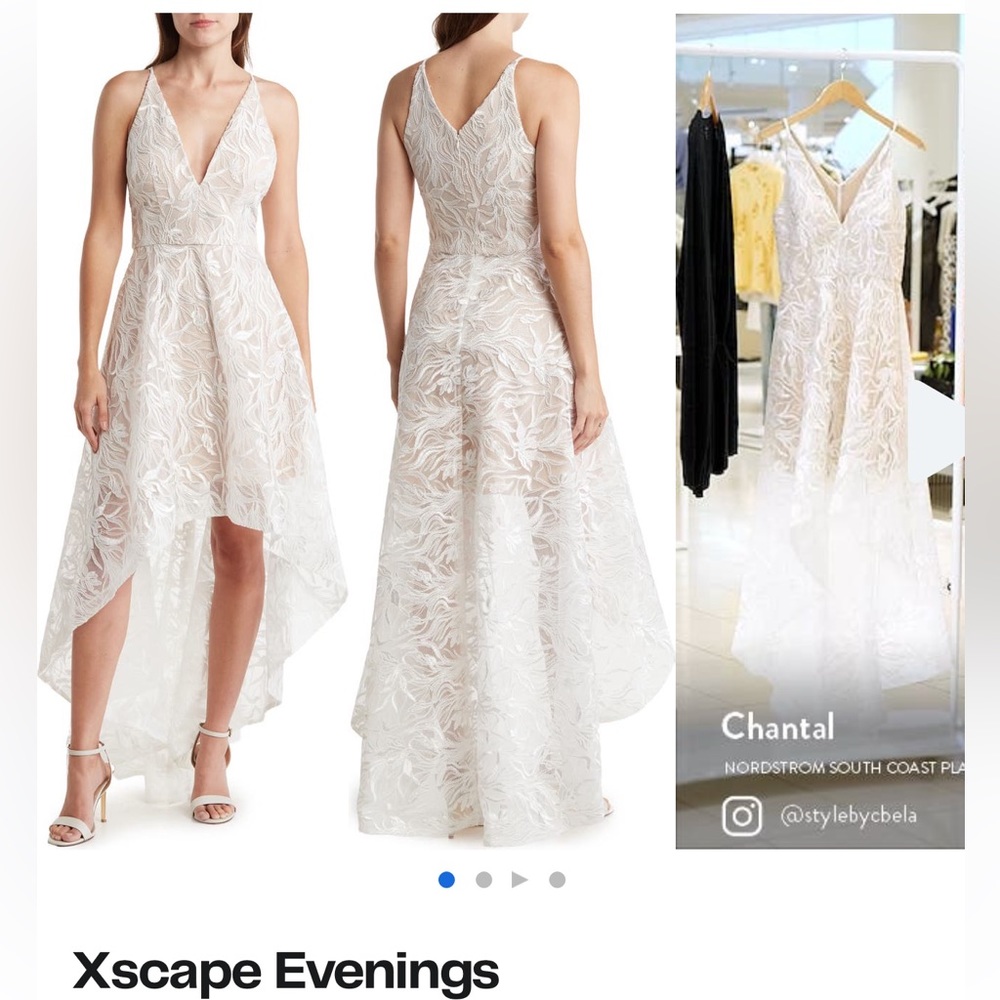 Xscape Evenings Sleeveless Lace High-Low in Ivory/White Dress - Size 6 Women